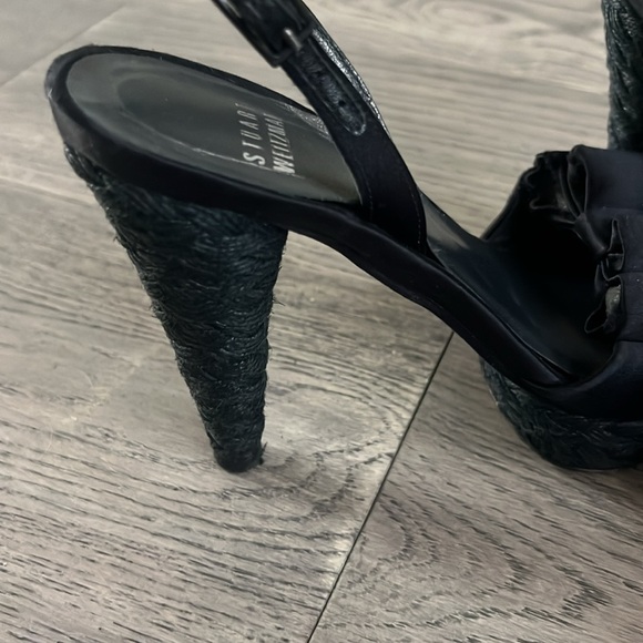 Size 7 Women’s Stuart Whitman espadrille satin bow stilettos with original bag - Picture 3 of 3